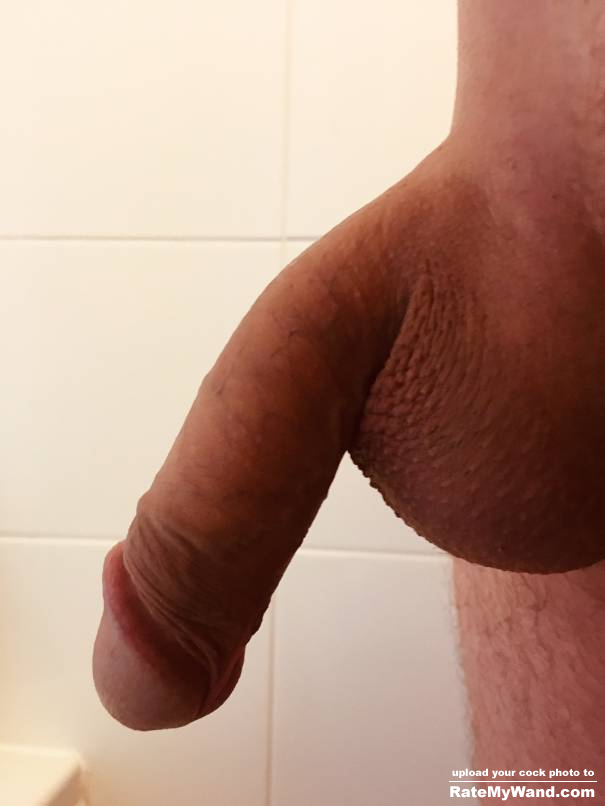 Freshly shaved hanging cock with foreskin back after wanking off hard while getting it smooth - Rate My Wand