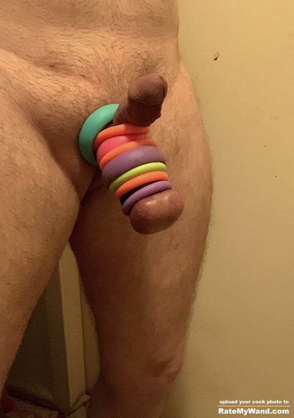 A rainbow tight Around my balls and A Blue one for both - Rate My Wand