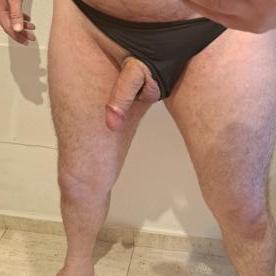 My Soft Cock hanging out my ex's thong - Rate My Wand