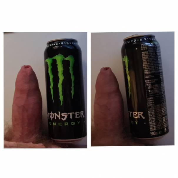 My cock compared to a 500 ML monster can XD - Rate My Wand